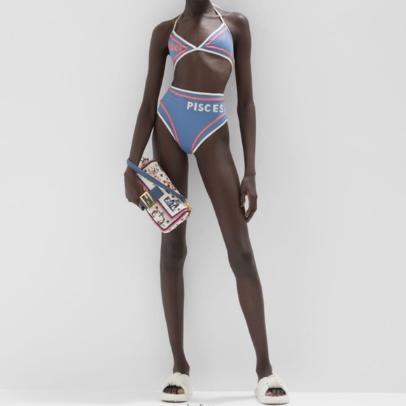 Fendi Blue Lycra Zodiac Pisces 2 Piece Swimsuit in Small - Picture 8 of 8